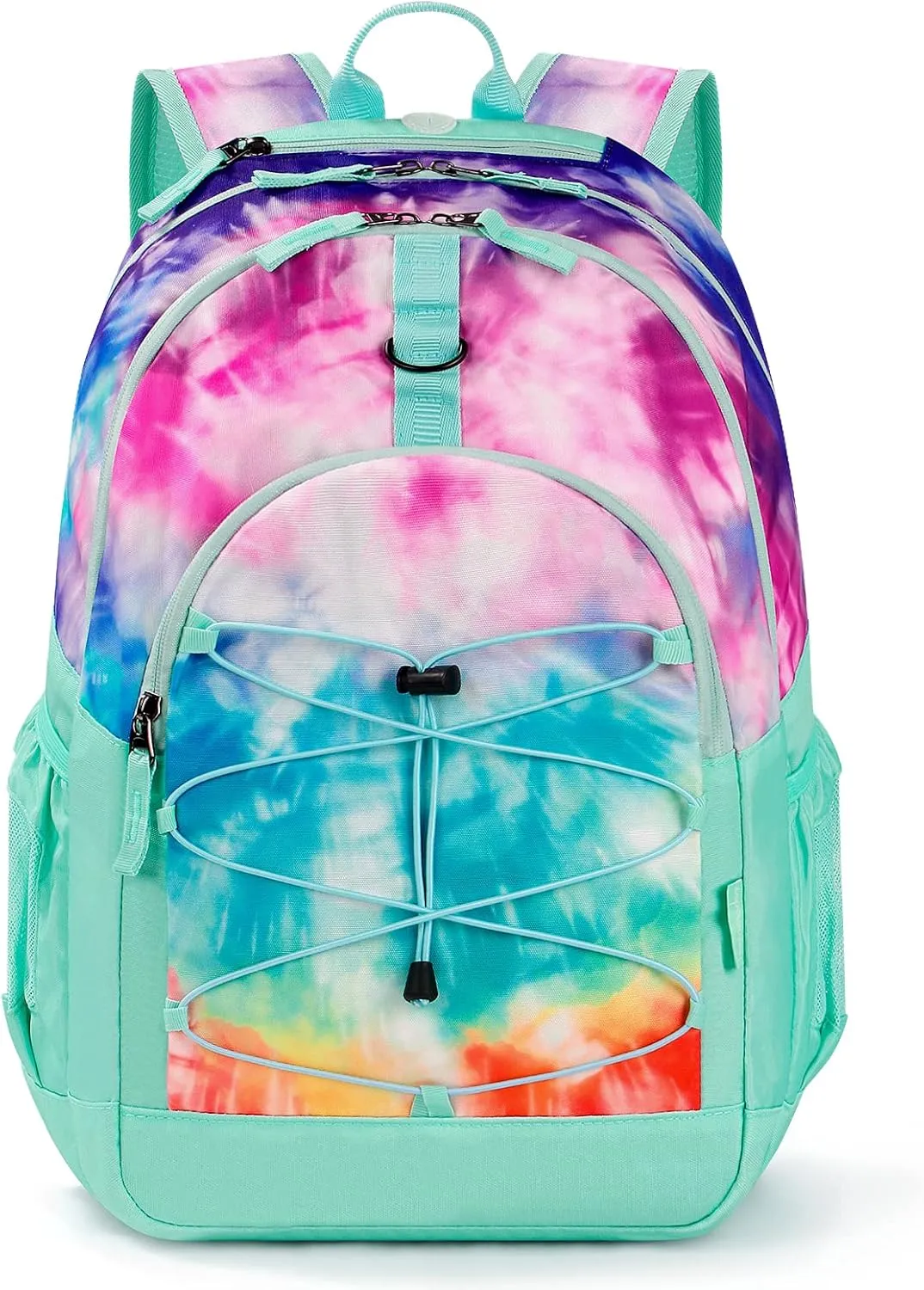 Choco Mocha Tie Dye Backpack for Teen Girls, Travel School Backpack for Girls Middle School Large Bookbag 18 Inch, Teal Green