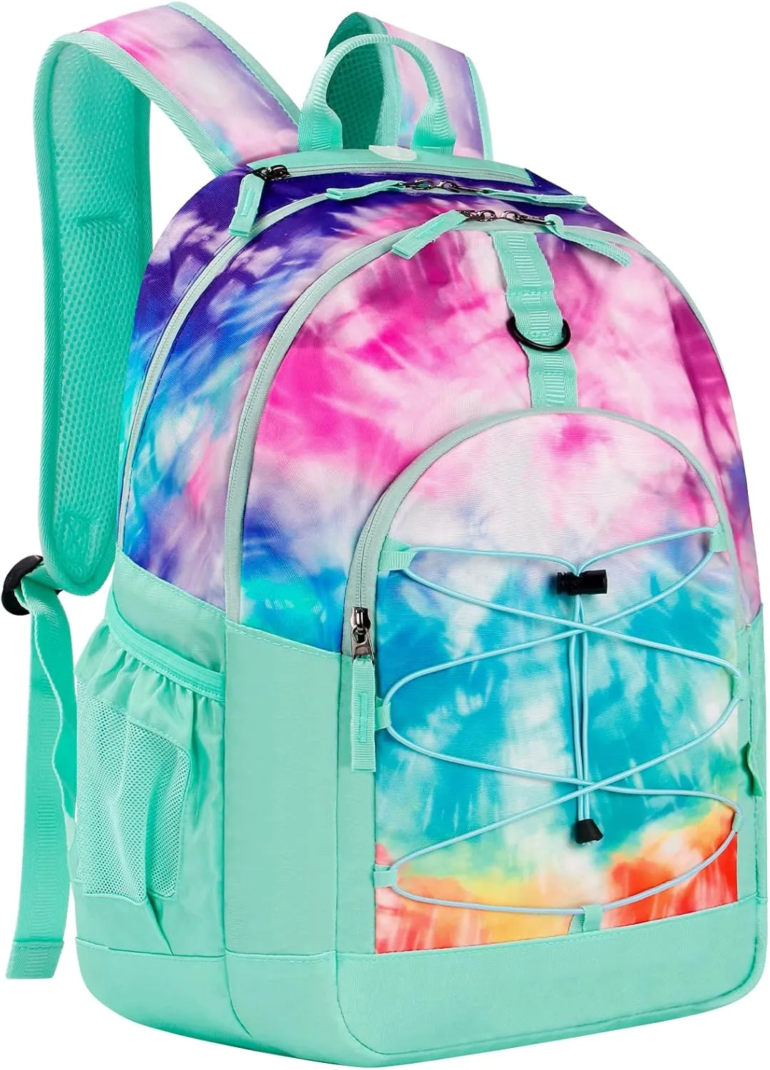 Choco Mocha Tie Dye Backpack for Teen Girls, Travel School Backpack for Girls Middle School Large Bookbag 18 Inch, Teal Green