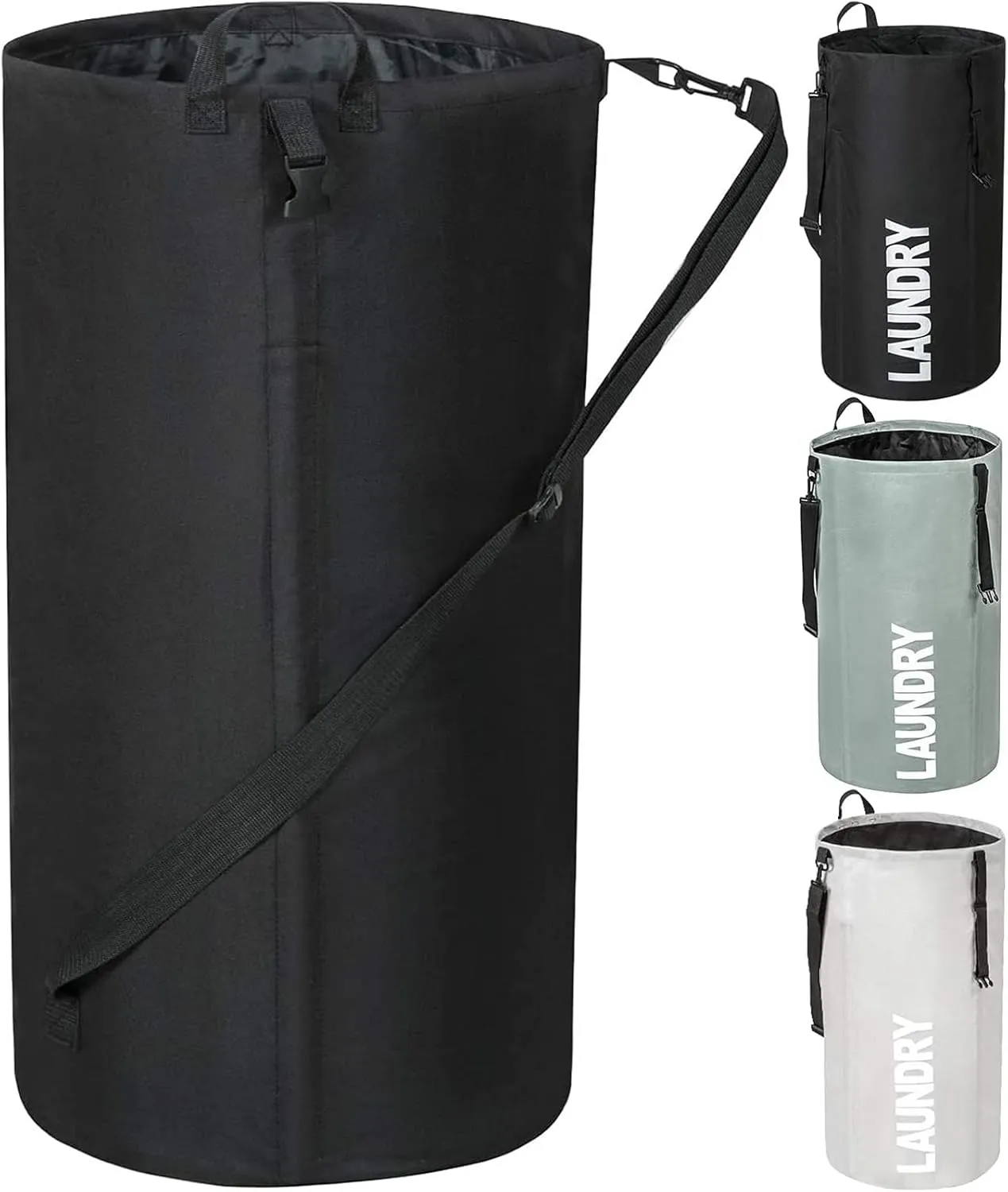 Chrislley 106L Extra Large Laundry Hamper with Drawstring Dorm Room Backpack Laundry Bag Collapsible Laundry Basket for College Students Travel Day Trip（Black）