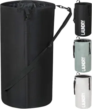 Chrislley 106L Extra Large Laundry Hamper with Drawstring Dorm Room Backpack Laundry Bag Collapsible Laundry Basket for College Students Travel Day Trip（Black）