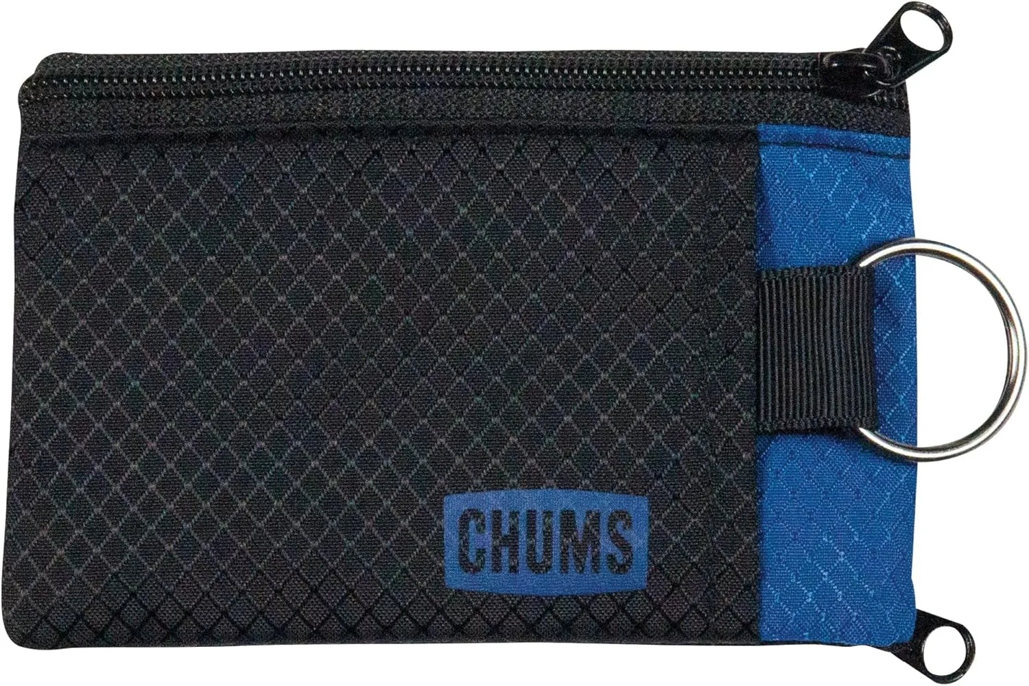 Chums Surfshorts Wallet - Lightweight Slim Wallet with RFID Blocking Card & Clear ID Window - Zippered, Minimalist Wallet w/Key Ring - Solid Colors