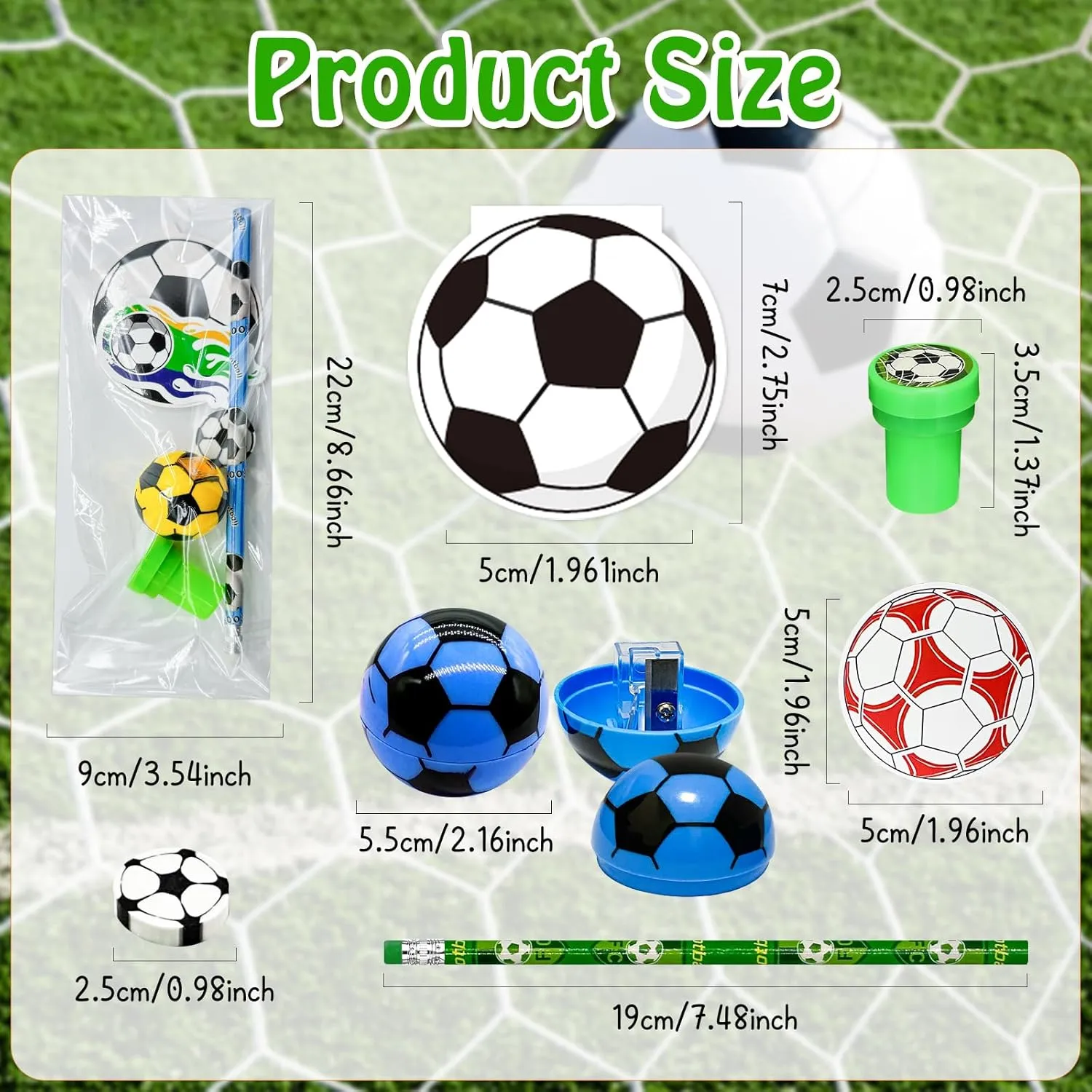 Cinrobiye 122 Pcs Soccer Party Favors Bulk, Soccer Goodie Bag Stuffers, Pencils Erasers Sticky Notes Stamps Stickers, Sport Birthday Party Supplies, Team Game Prizes, Pinata Treat Bags for Boys