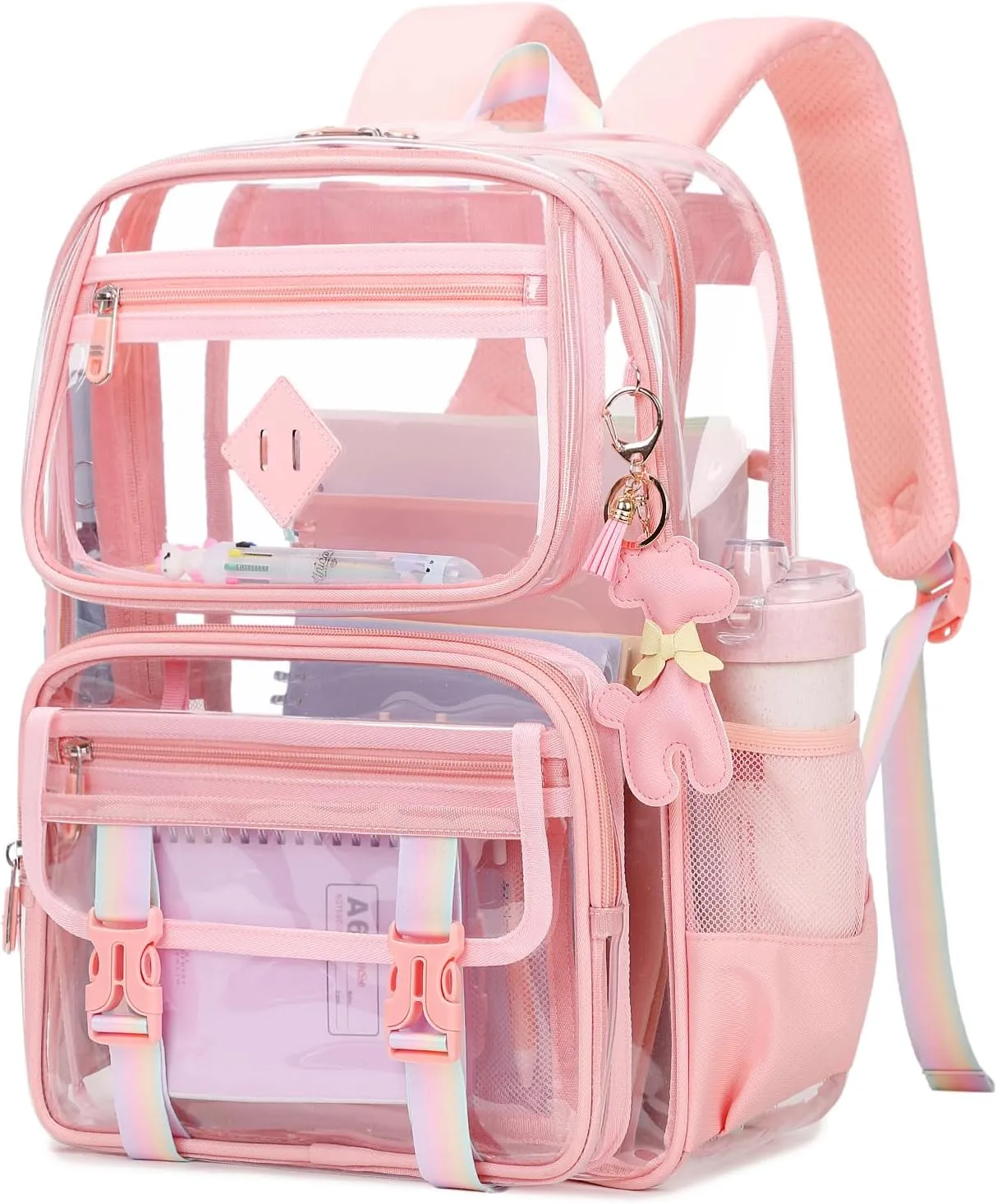 Clear Backpack for School, PVC Clear Bookbag Heavy Duty Transparent Backpack for Stadium Events See Through Bag