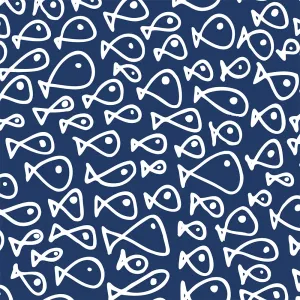 Coastal Collection - Doodle fish - inverted ~ Fabric