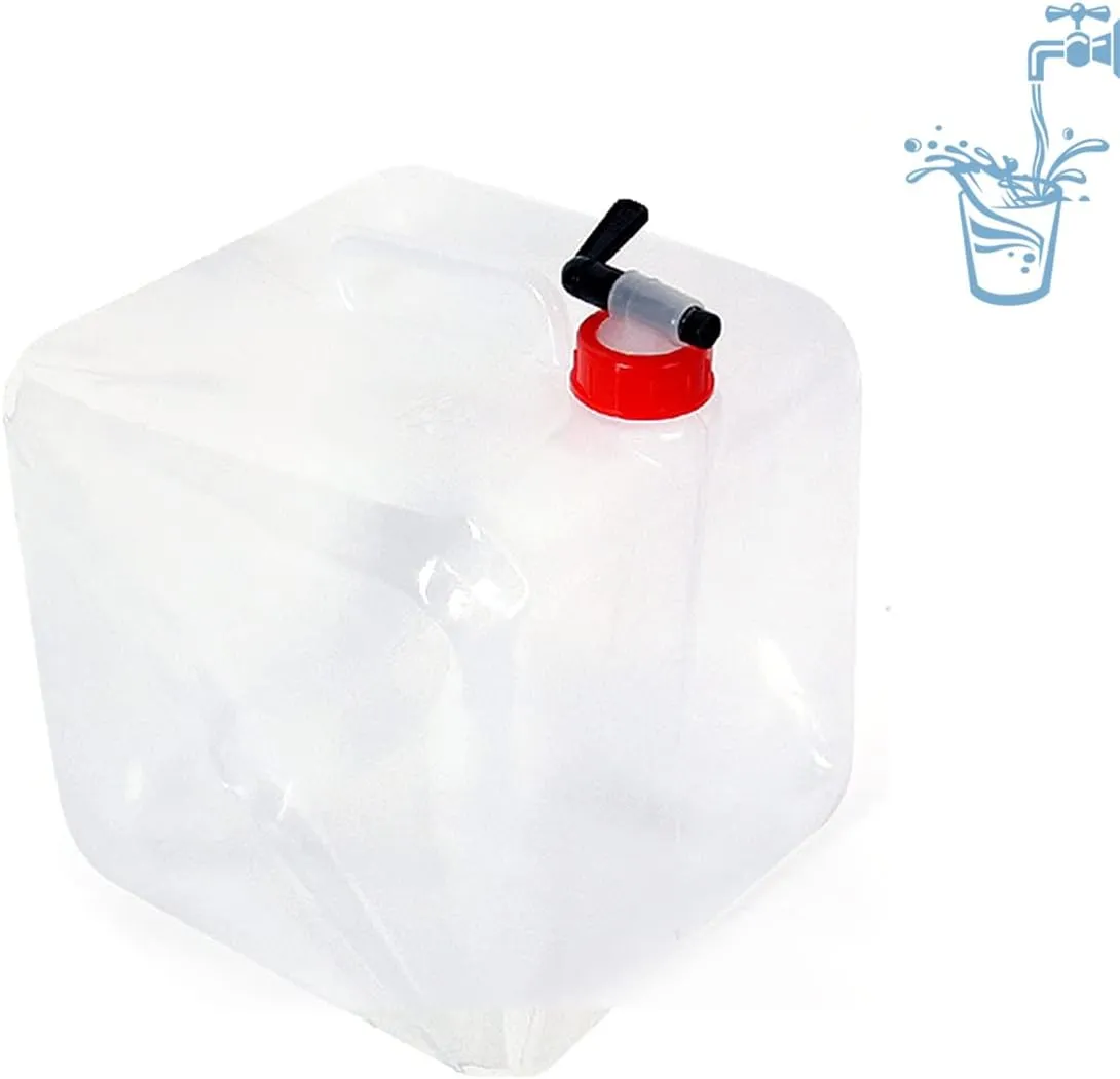 Collapsible Bucket Camping Water Storage, Heavy Duty Water Container with Spigot, Bpa Free Food Safe Folding Water Jug Canteen for Outdoor Hiking Emergency Survival Kit, 2pcs