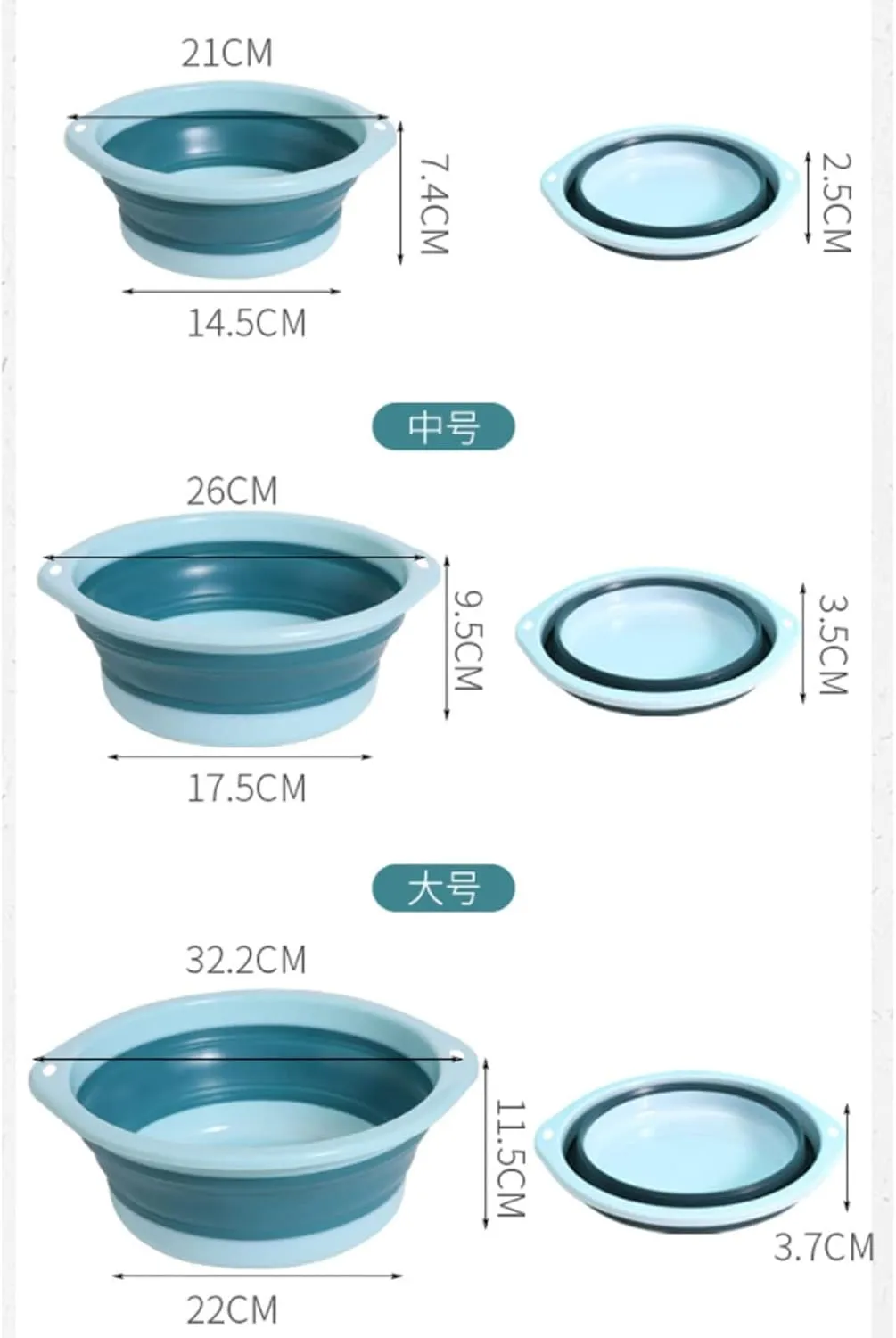 Collapsible wash Basin Creative Folding Washbasin Outdoor Travel Portable Plastic Foldable Washbasin for Washing Dishes Washing Clothes Basin Household(Blue,Small)