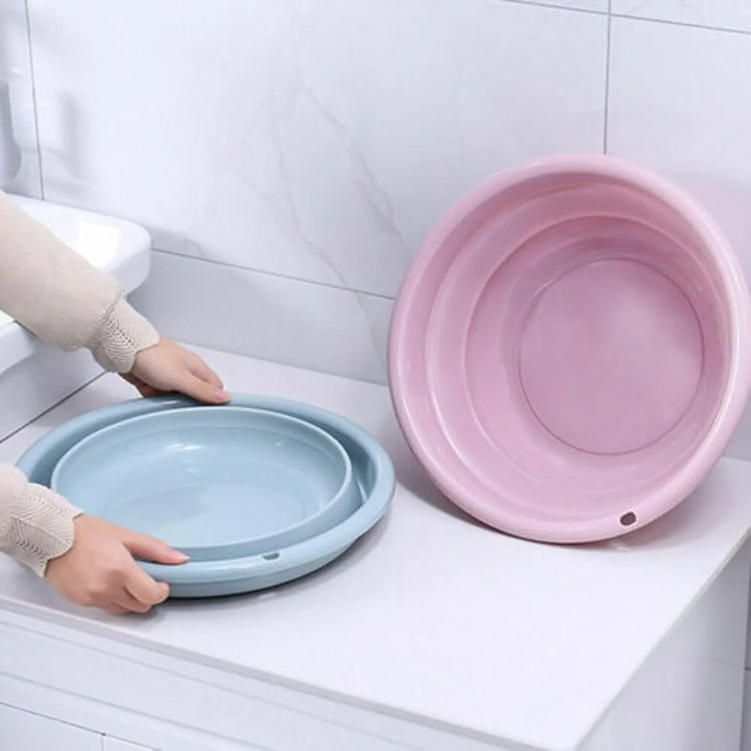 Collapsible wash Basin Household Folding Wash Basins Portable Round Multipurpose Collapsible Portable Water Bucket Clean Washbasin for Travel(Purple)