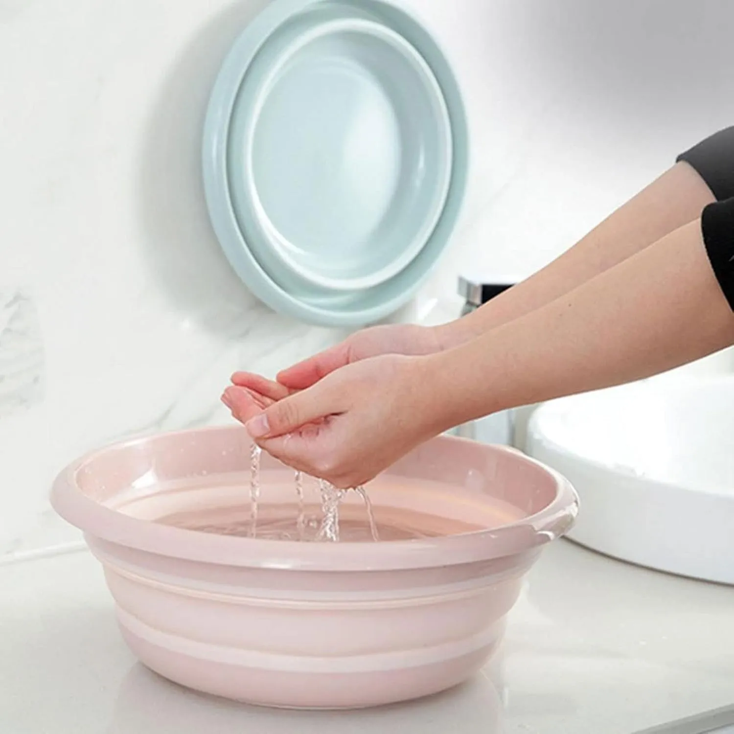 Collapsible wash Basin Portable Wash Basins Camping Washbasin Folding Basin Silicone Washbasin Collapsible Fishing Car Wash Bucket Cleaning Supplies(Beige,Large)