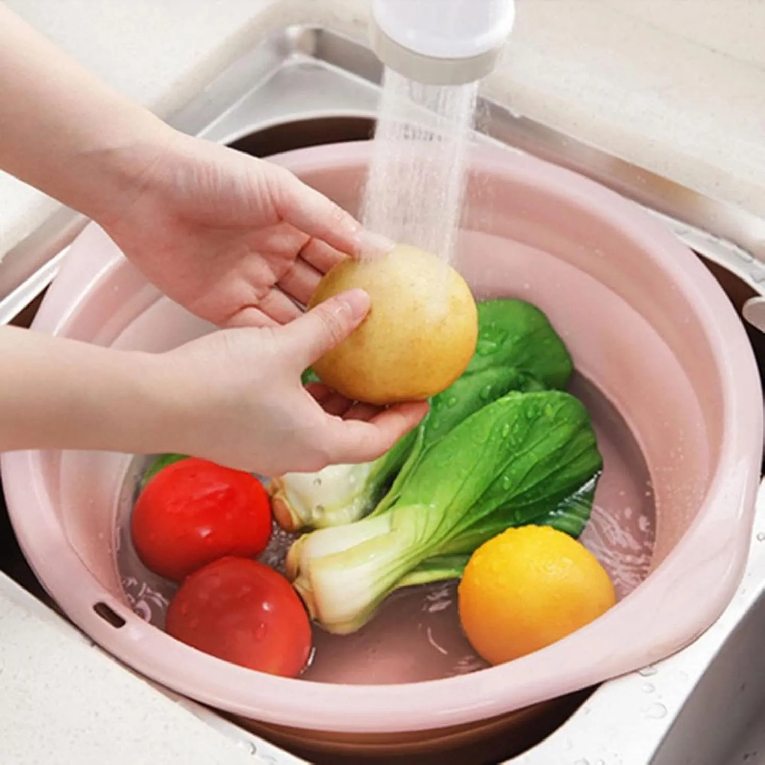 Collapsible wash Basin Portable Wash Basins Camping Washbasin Folding Basin Silicone Washbasin Collapsible Fishing Car Wash Bucket Cleaning Supplies(Beige,Large)