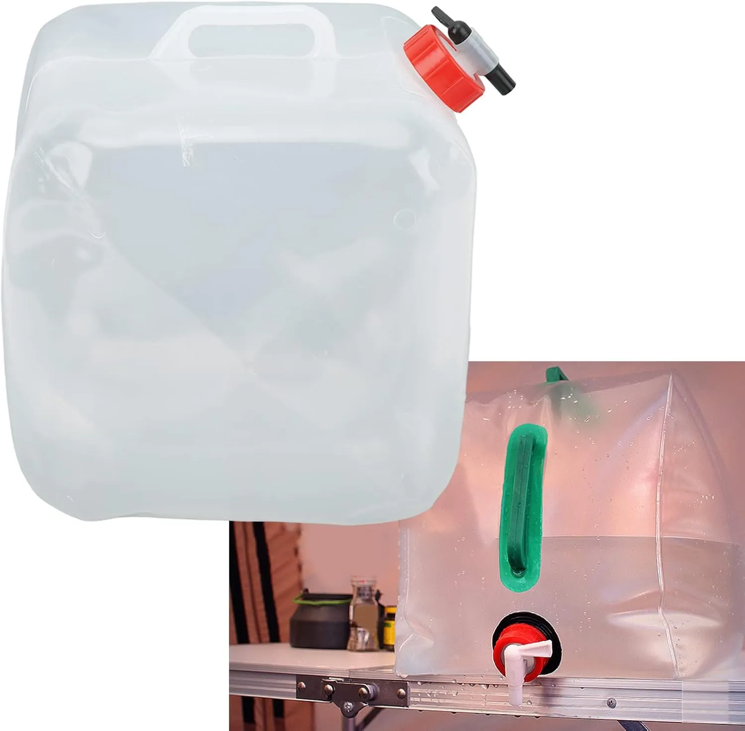 Collapsible Water Canister Portable Plastic Foldable Drinking Water Container with Tap Screw Cap for Travel Kitchen