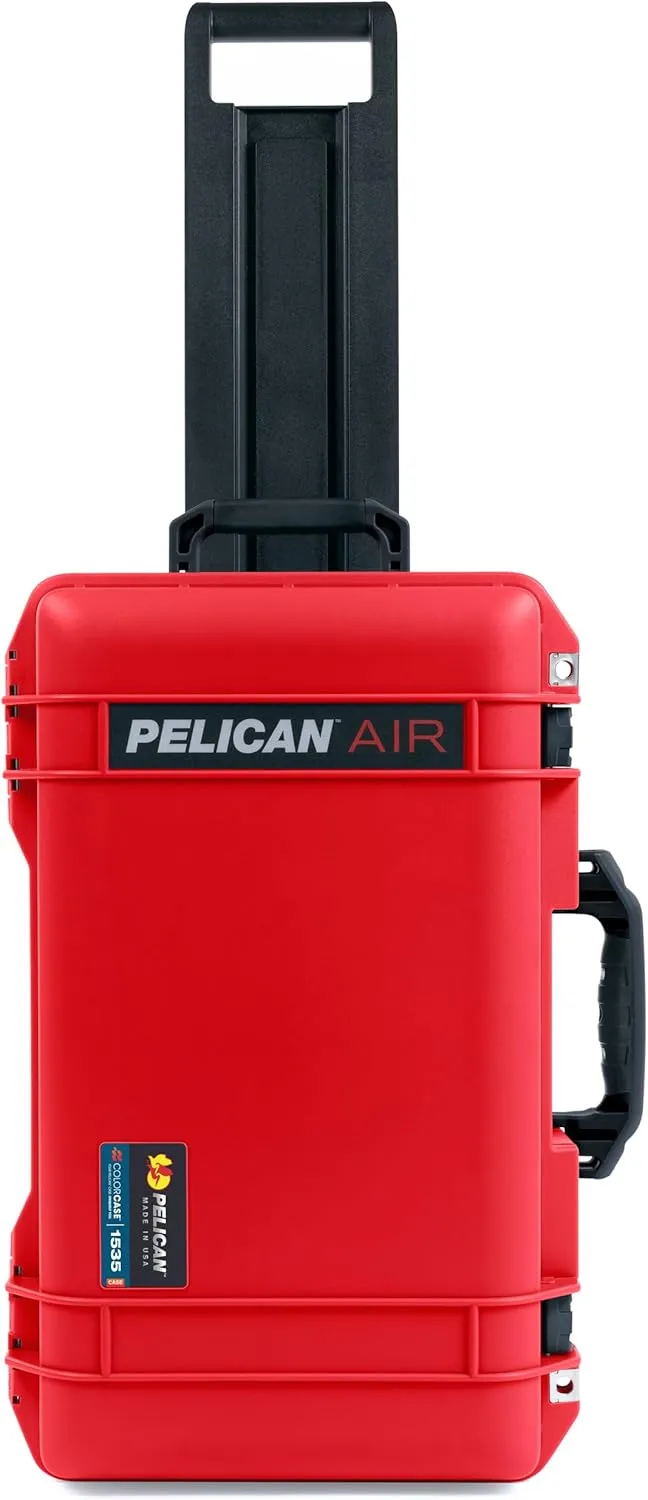 ColorCase Pelican Air 1535 Carry-on Case Red - Medium Size Waterproof Case with Mesh Lid Organizer Only - Black Handles & TSA Locking Latches