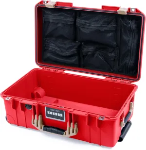 ColorCase Pelican Air 1535 Carry-on Case Red - Medium Size Waterproof Case with Mesh Lid Organizer Only - Desert Tan Handles & Latches