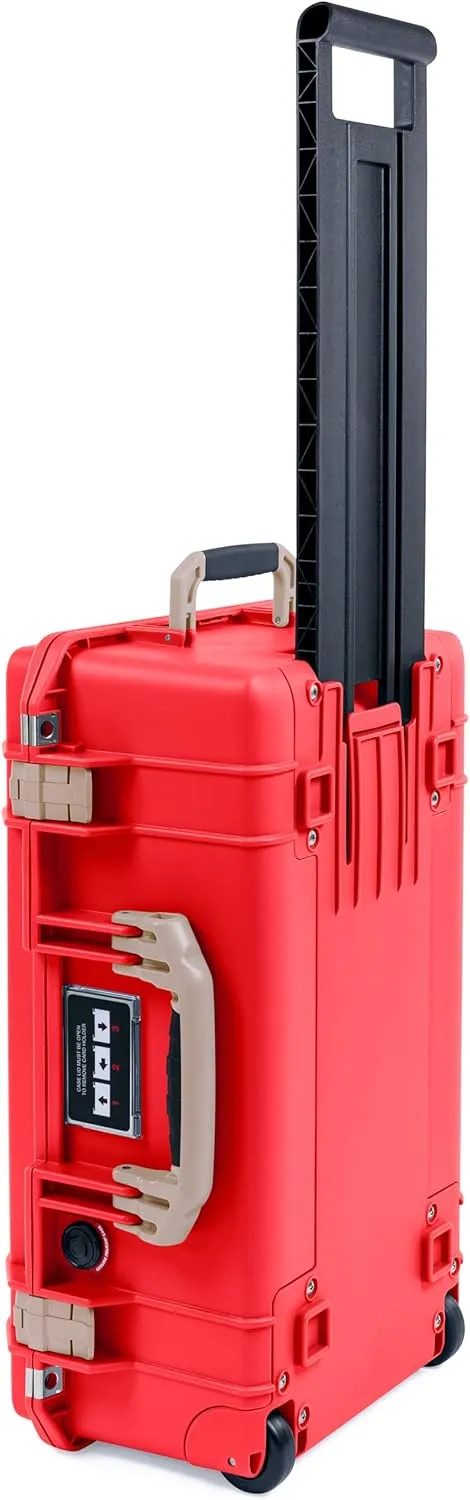 ColorCase Pelican Air 1535 Carry-on Case Red - Medium Size Waterproof Case with Mesh Lid Organizer Only - Desert Tan Handles & Latches