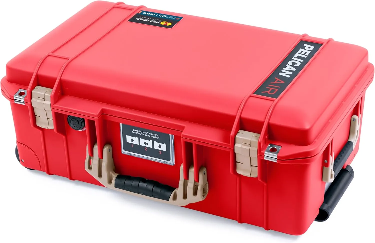 ColorCase Pelican Air 1535 Carry-on Case Red - Medium Size Waterproof Case with Mesh Lid Organizer Only - Desert Tan Handles & Latches