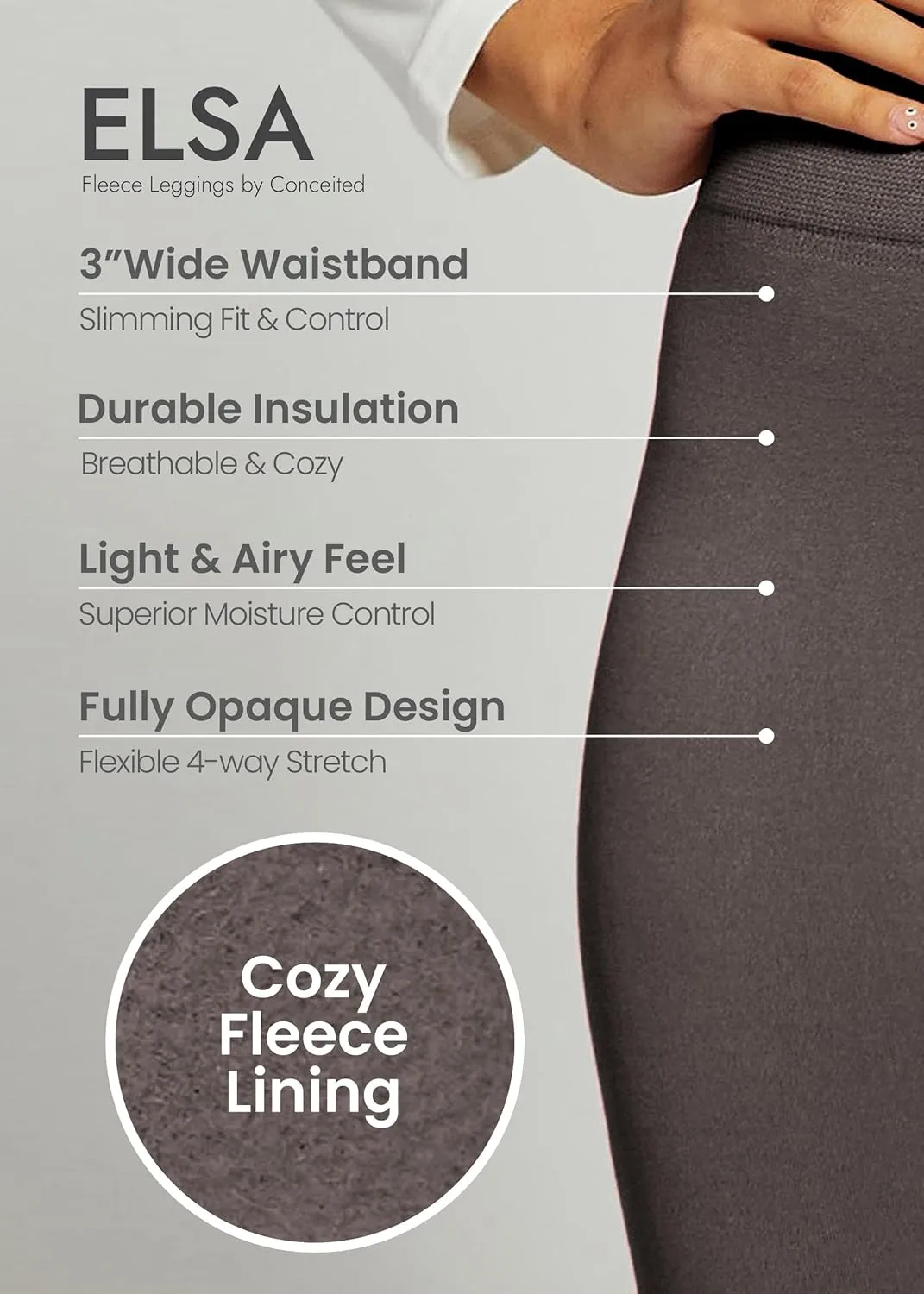 Conceited Fleece Lined Leggings Women - Regular and Plus Size Tights - Premium Fabric in Many Colors