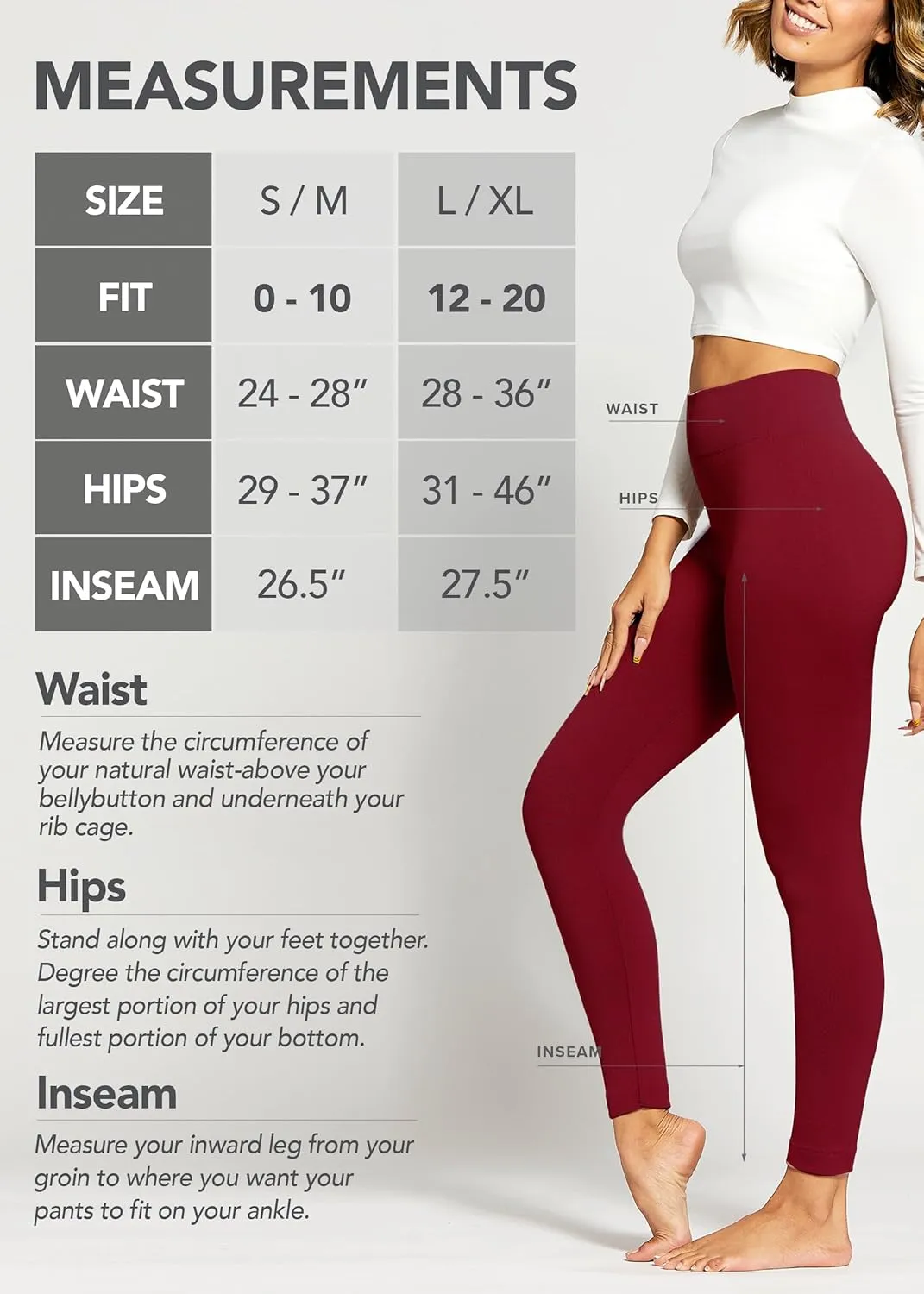 Conceited Fleece Lined Leggings Women - Regular and Plus Size Tights - Premium Fabric in Many Colors