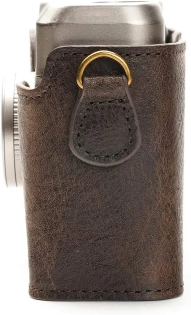 Contax T3 Case, BolinUS Handmade Genuine Real Leather Half Camera Case Bag Cover for Contax T3 Camera With Hand Strap (Coffee)
