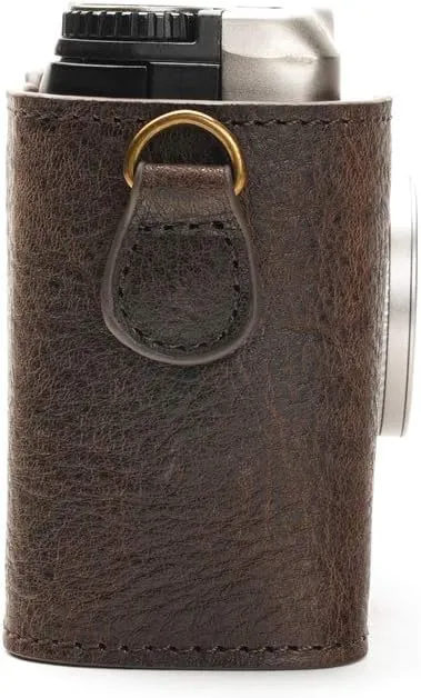 Contax T3 Case, BolinUS Handmade Genuine Real Leather Half Camera Case Bag Cover for Contax T3 Camera With Hand Strap (Coffee)