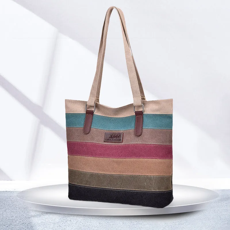 Contrast Stripe Tote Bag