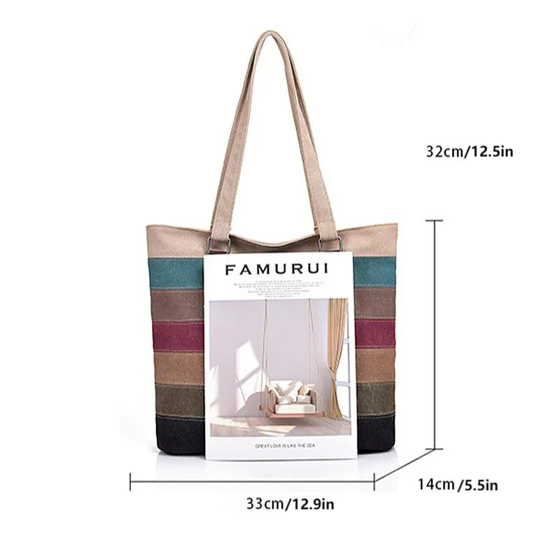 Contrast Stripe Tote Bag