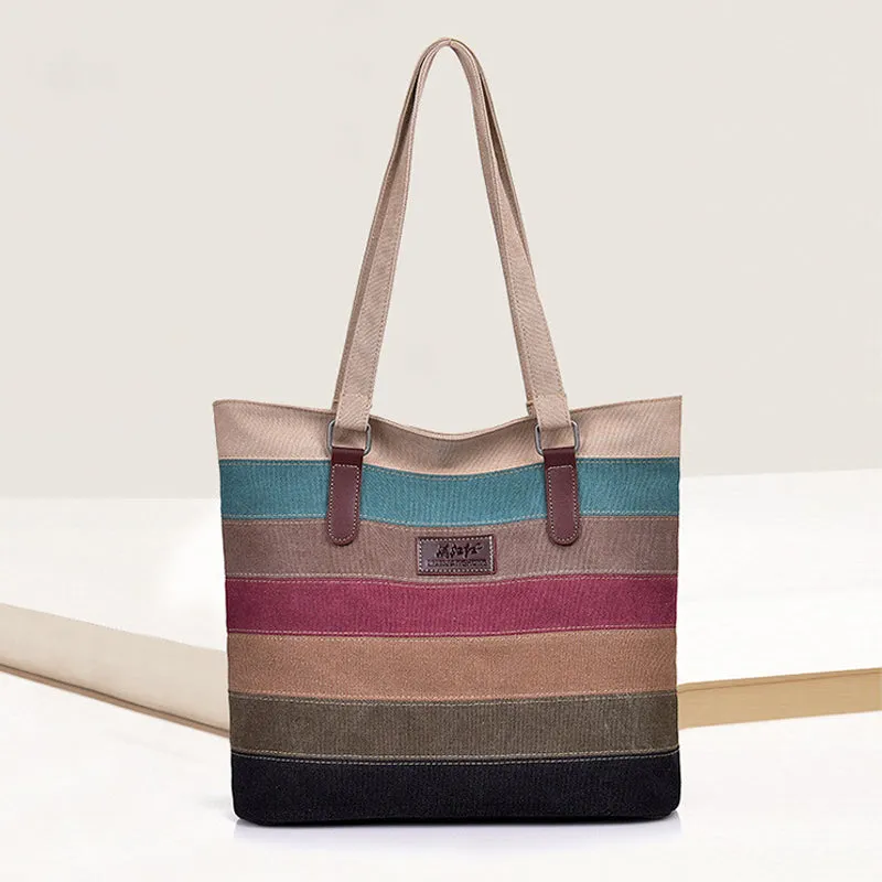 Contrast Stripe Tote Bag