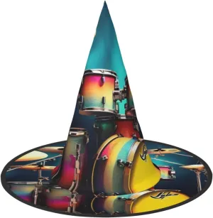 Cool Drums Set Print Funny Halloween Hats Witch Hats For Men, Women, Halloween Parties Costume Events