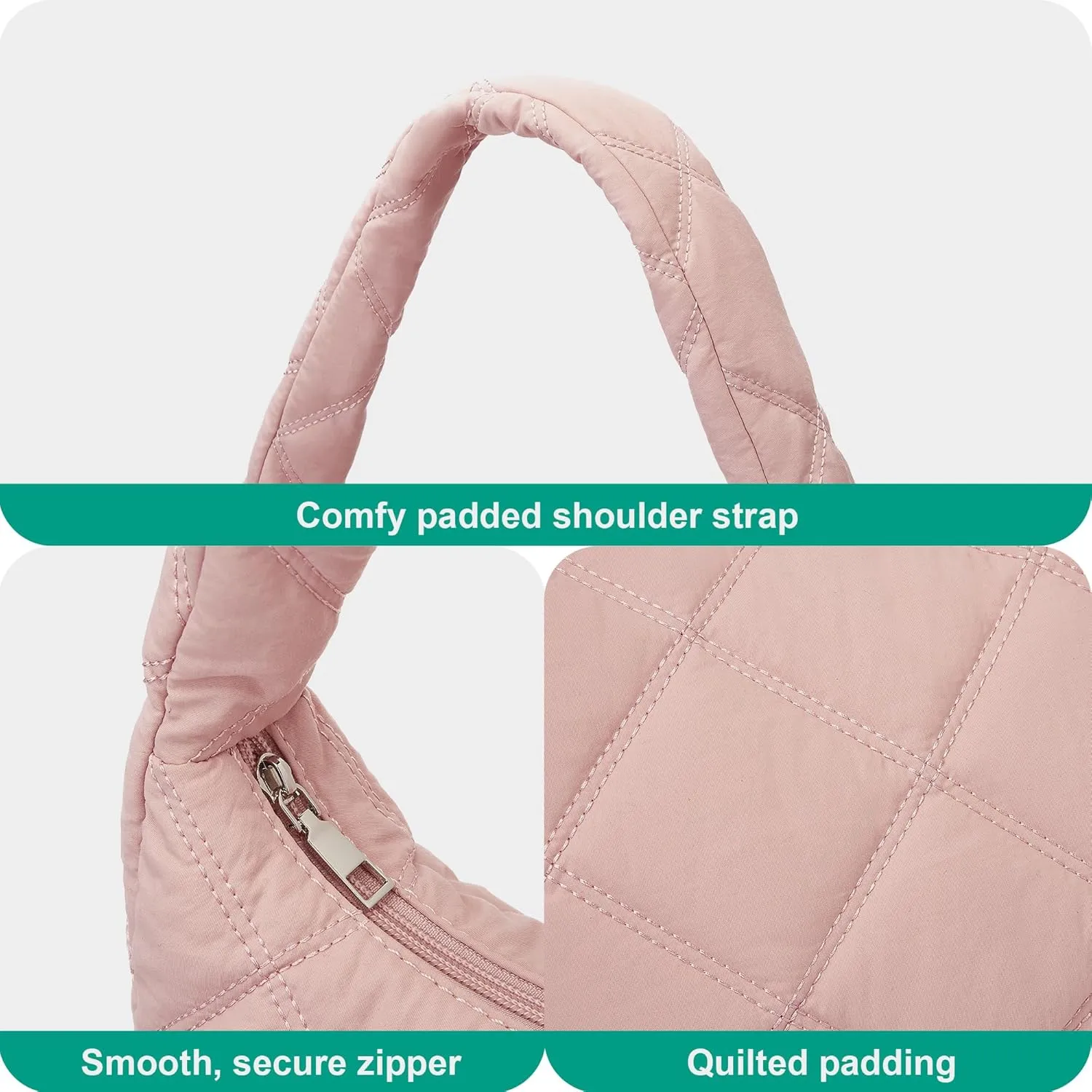 CORALDAISY Women's Handbags and Purses,Small Puffer Crescent Shoulder Bag Sling Bag for Women,Puffy Handbags