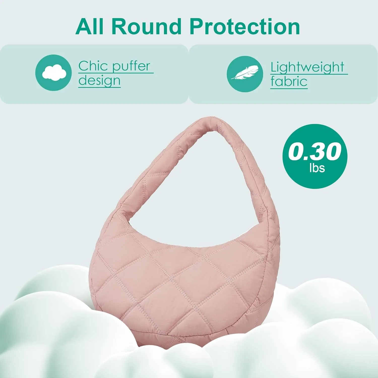 CORALDAISY Women's Handbags and Purses,Small Puffer Crescent Shoulder Bag Sling Bag for Women,Puffy Handbags