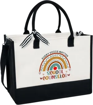 Counselor Appreciation Tote Bag 13oz Canvas With Zipper, Teacher's Day Gift, School Counseling Therapist Gift