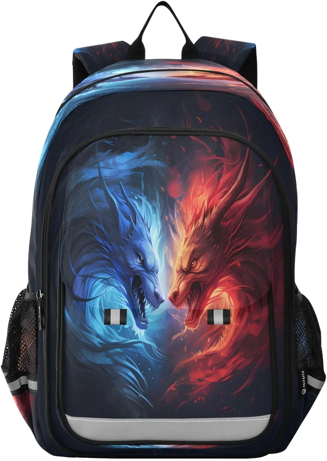 Couple Dragon Ice Fire Backpack for Boys Girls Students Bookbag School Daypack
