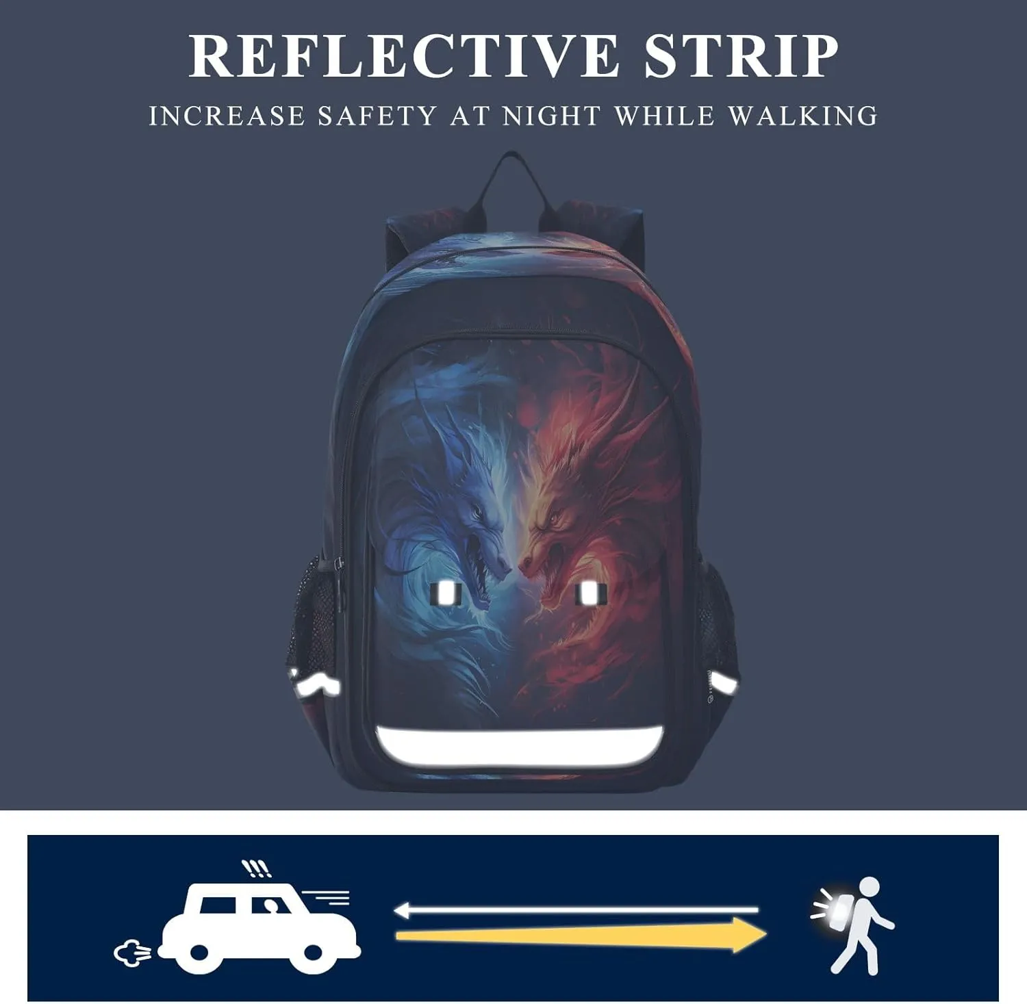 Couple Dragon Ice Fire Backpack for Boys Girls Students Bookbag School Daypack