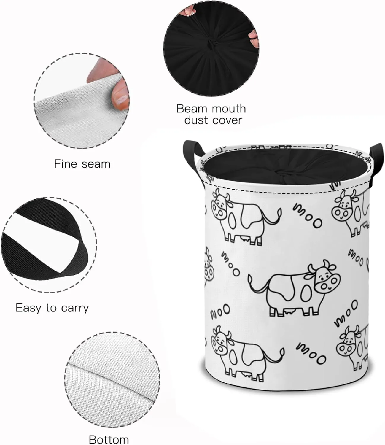 Cow Print Laundry Hamper Basket, Cute Collapsible Portable Laundry Bag, Storage Bin, Baby Laundry Basket, Toys Storage Basket, Gifts Basket, Bedroom Home Decor