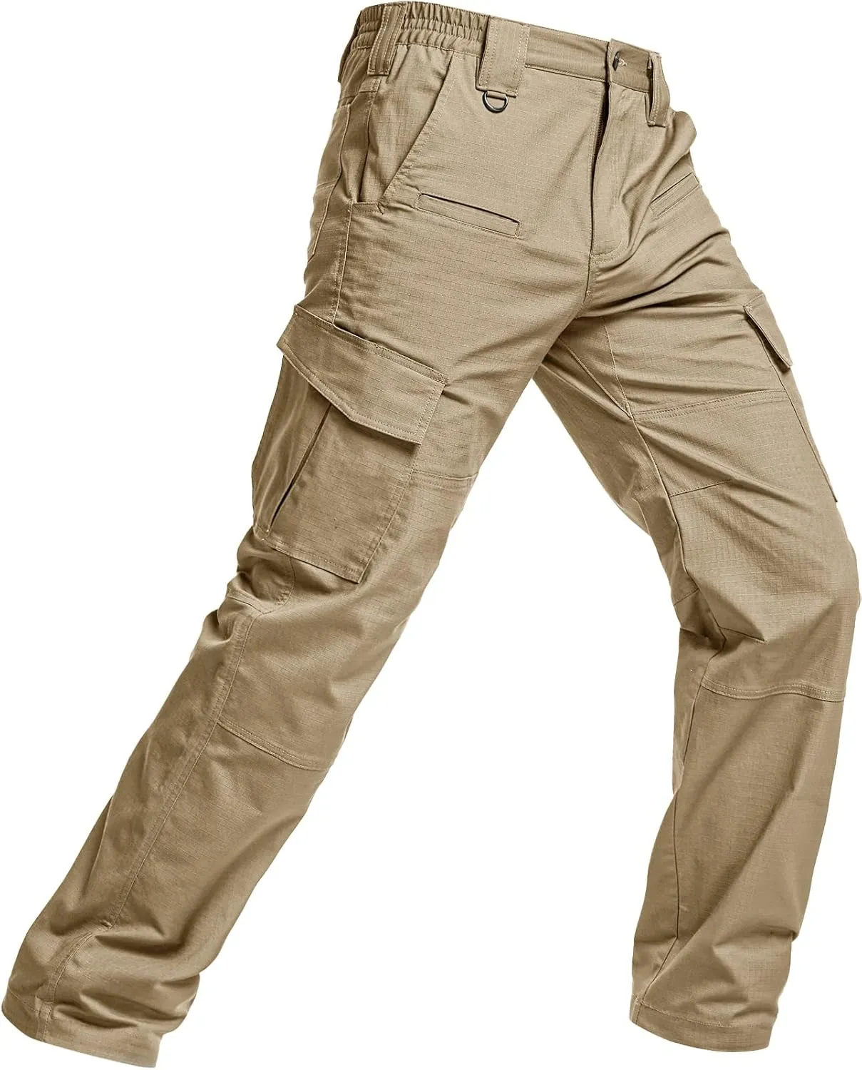 CQR Men's Flex Ripstop Tactical Pants, Water Resistant Stretch Cargo Pants, Lightweight EDC Hiking Work Pants