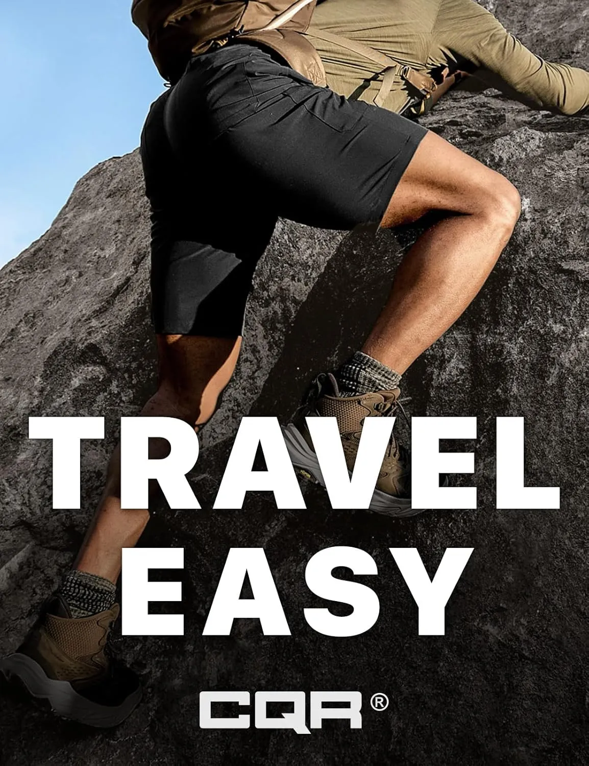CQR Men's Quick Dry Stretch Hiking Cargo Shorts, Lightweight Water Resistant Tactical Casual, Golf & Outdoor with Pockets
