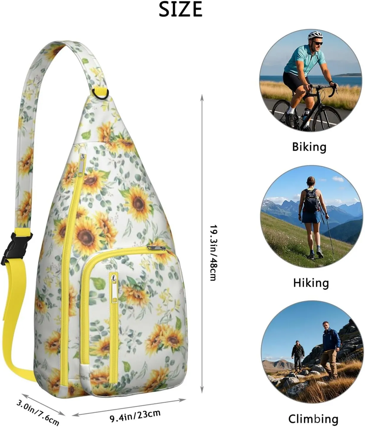 Crossbody Sling Bag Hiking TravelBackpack Lightweight Water-Resistant Trendy Casual