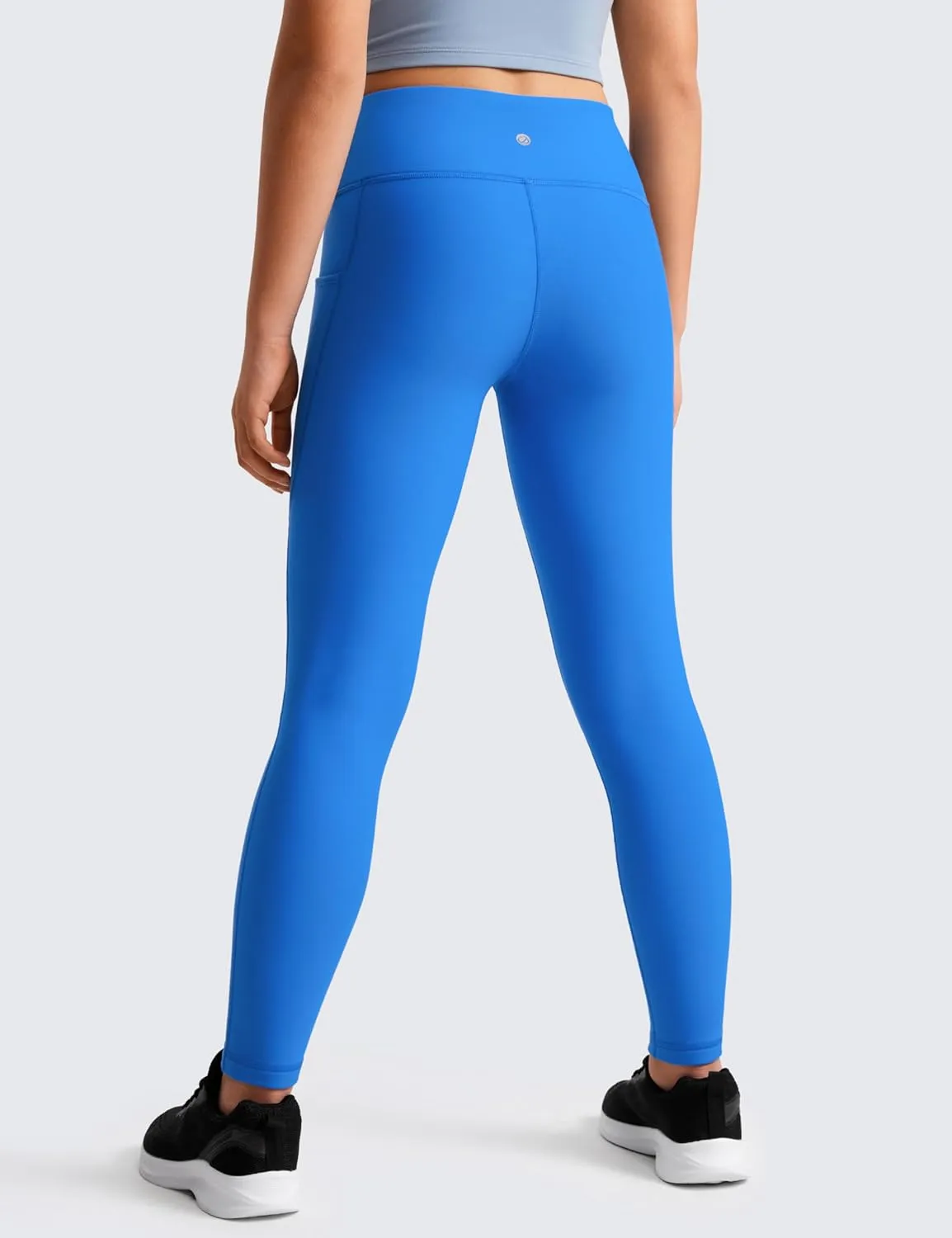 CRZ YOGA Girls Thermal Fleece Lined Athletic Leggings Water Resistant High Waist Warm Winter Kids Lounge Pants Side Pockets