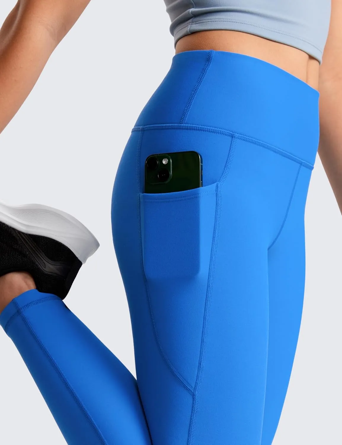CRZ YOGA Girls Thermal Fleece Lined Athletic Leggings Water Resistant High Waist Warm Winter Kids Lounge Pants Side Pockets