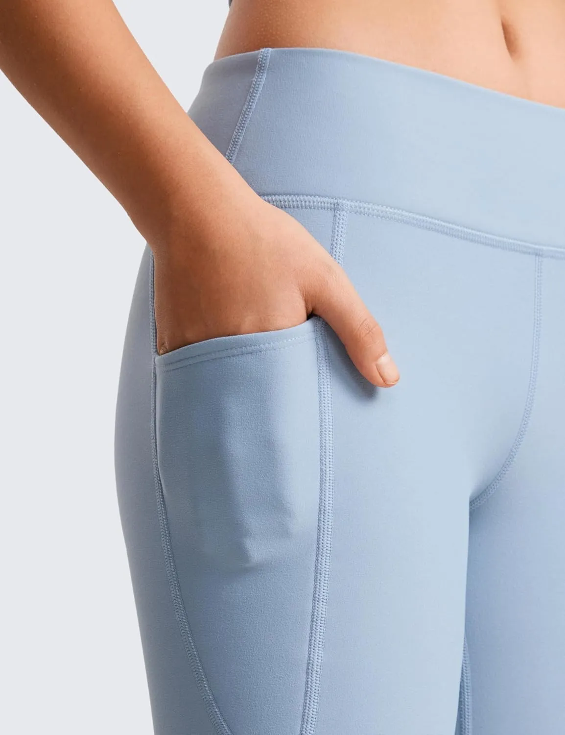 CRZ YOGA Girls Thermal Fleece Lined Athletic Leggings Water Resistant High Waist Warm Winter Kids Lounge Pants Side Pockets