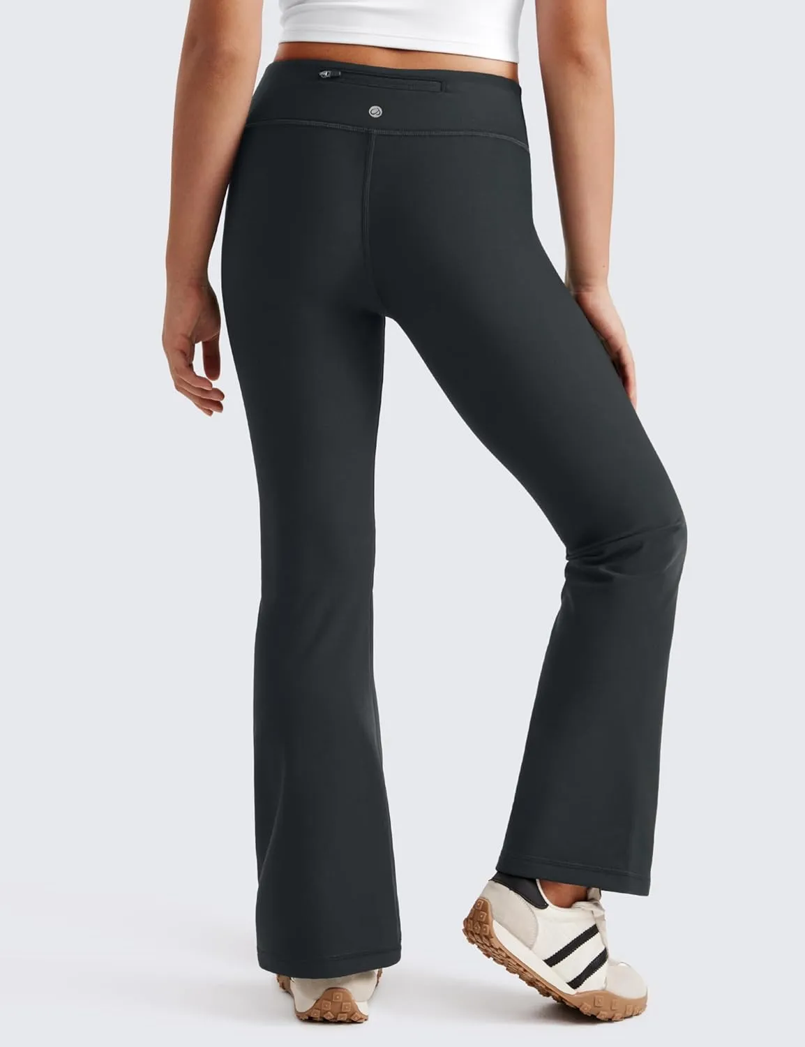 CRZ YOGA Girls Thermal Fleece Lined Flare Leggings Winter Warm Water Resistant Kids Bell Bottoms High Waist Pants Lounge Yoga