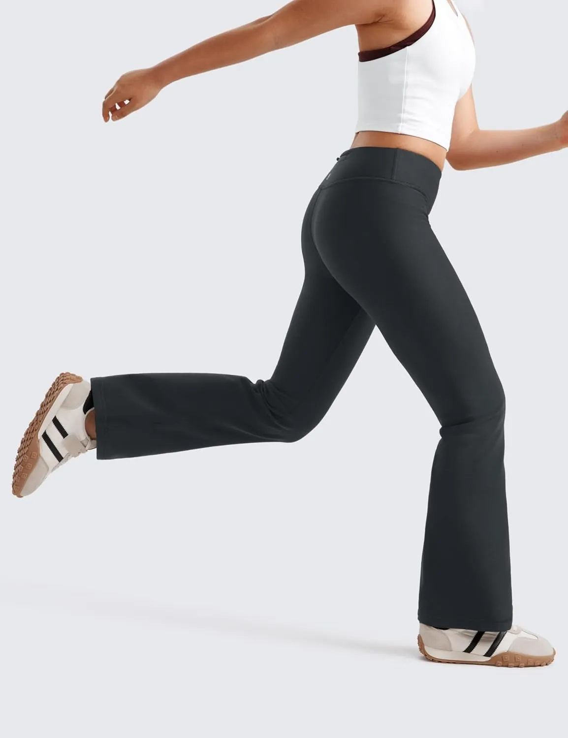 CRZ YOGA Girls Thermal Fleece Lined Flare Leggings Winter Warm Water Resistant Kids Bell Bottoms High Waist Pants Lounge Yoga