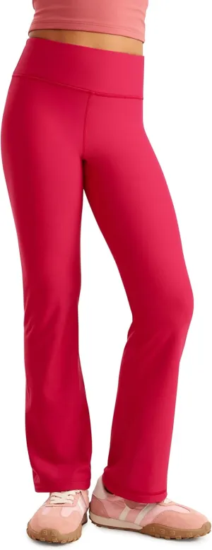 CRZ YOGA Girls Thermal Fleece Lined Flare Leggings Winter Warm Water Resistant Kids Bell Bottoms High Waist Pants Lounge Yoga