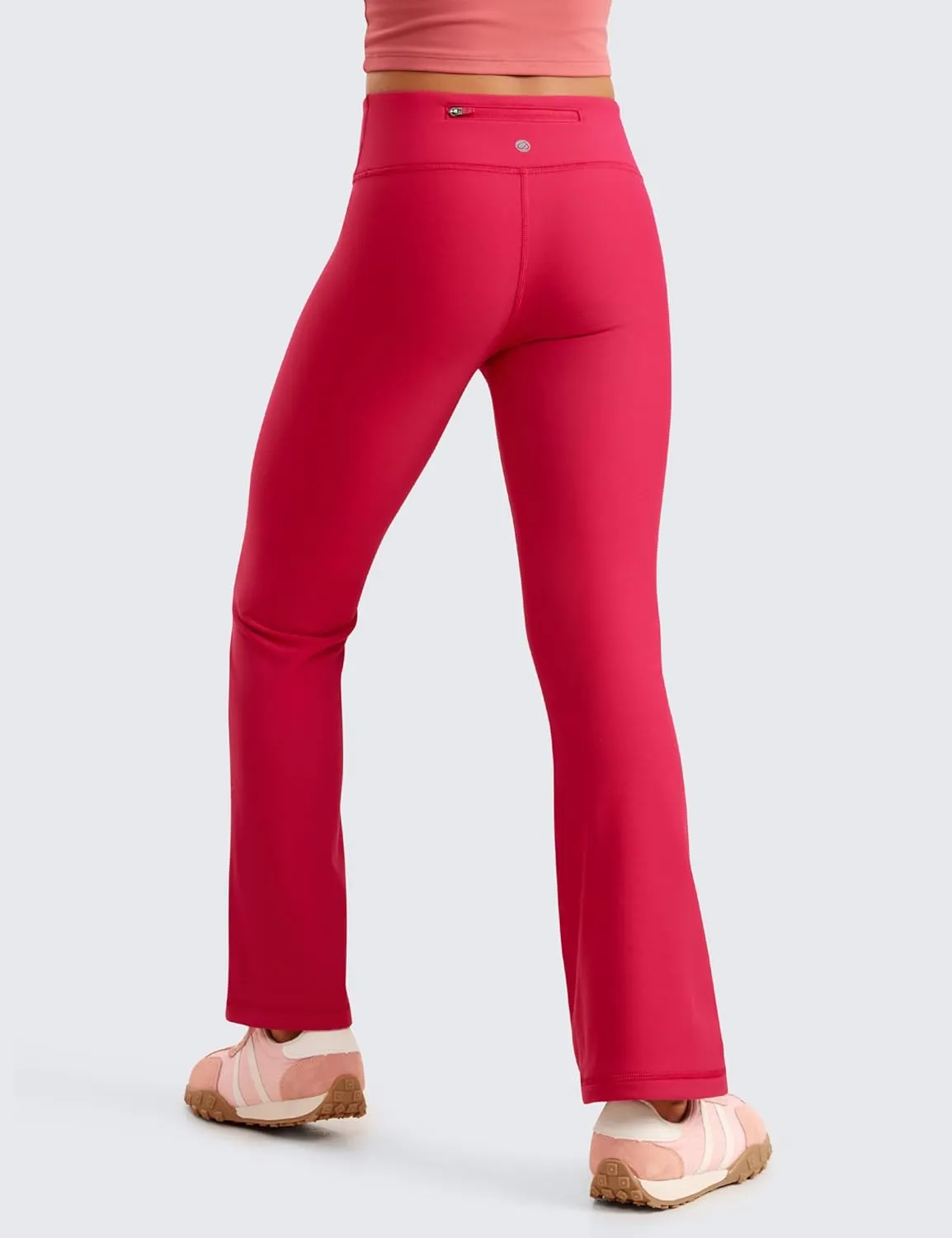 CRZ YOGA Girls Thermal Fleece Lined Flare Leggings Winter Warm Water Resistant Kids Bell Bottoms High Waist Pants Lounge Yoga