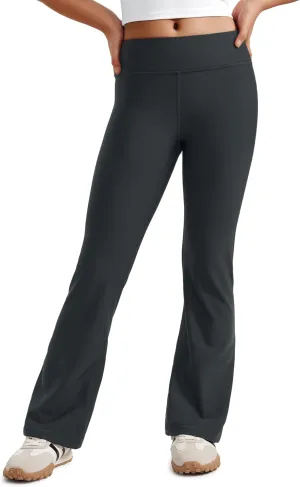 CRZ YOGA Girls Thermal Fleece Lined Flare Leggings Winter Warm Water Resistant Kids Bell Bottoms High Waist Pants Lounge Yoga