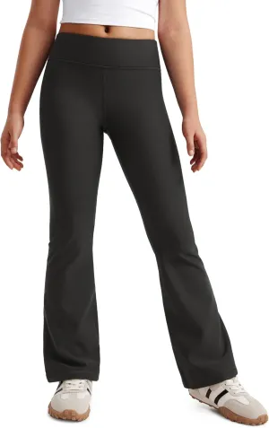 CRZ YOGA Girls Thermal Fleece Lined Flare Leggings Winter Warm Water Resistant Kids Bell Bottoms High Waist Pants Lounge Yoga