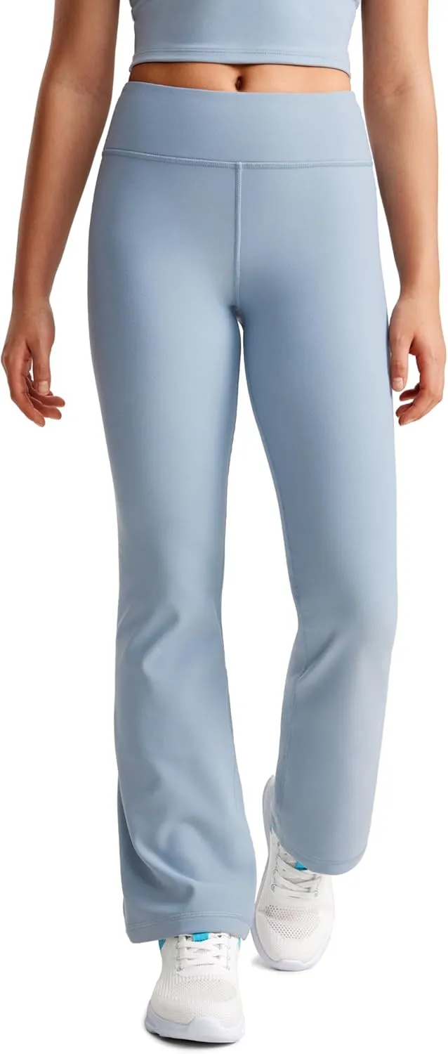 CRZ YOGA Girls Thermal Fleece Lined Flare Leggings Winter Warm Water Resistant Kids Bell Bottoms High Waist Pants Lounge Yoga
