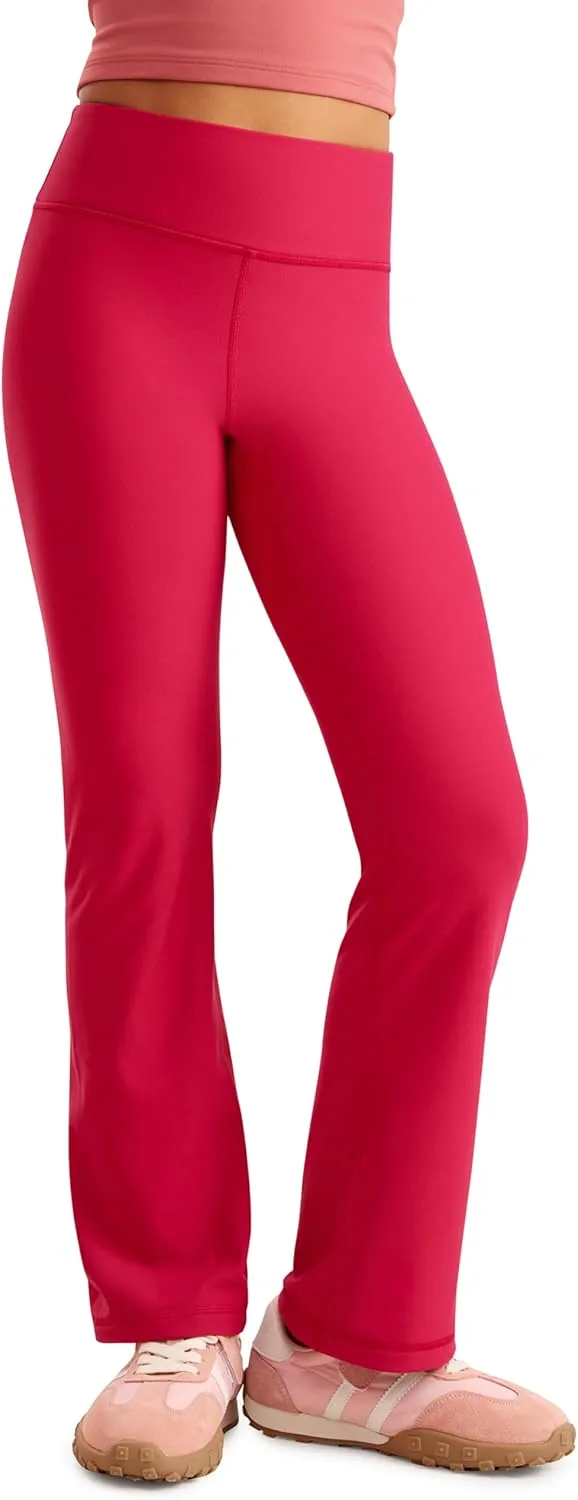 CRZ YOGA Girls Thermal Fleece Lined Flare Leggings Winter Warm Water Resistant Kids Bell Bottoms High Waist Pants Lounge Yoga