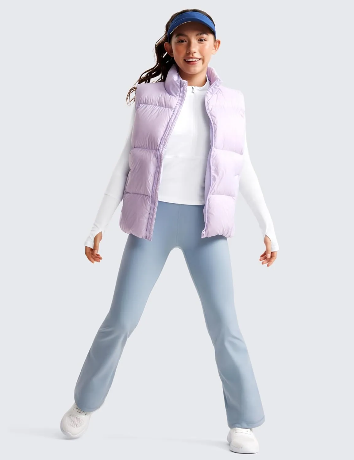 CRZ YOGA Girls Thermal Fleece Lined Flare Leggings Winter Warm Water Resistant Kids Bell Bottoms High Waist Pants Lounge Yoga