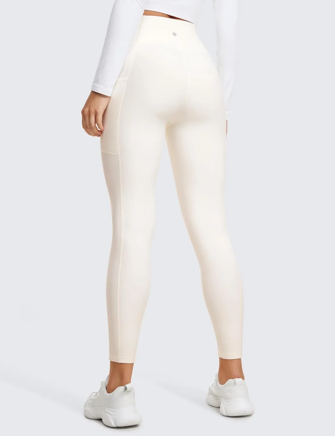 CRZ YOGA Thermal Fleece Lined Leggings Women 25'' - High Waisted Winter Workout Hiking Pants with Pockets Warm Running Tights