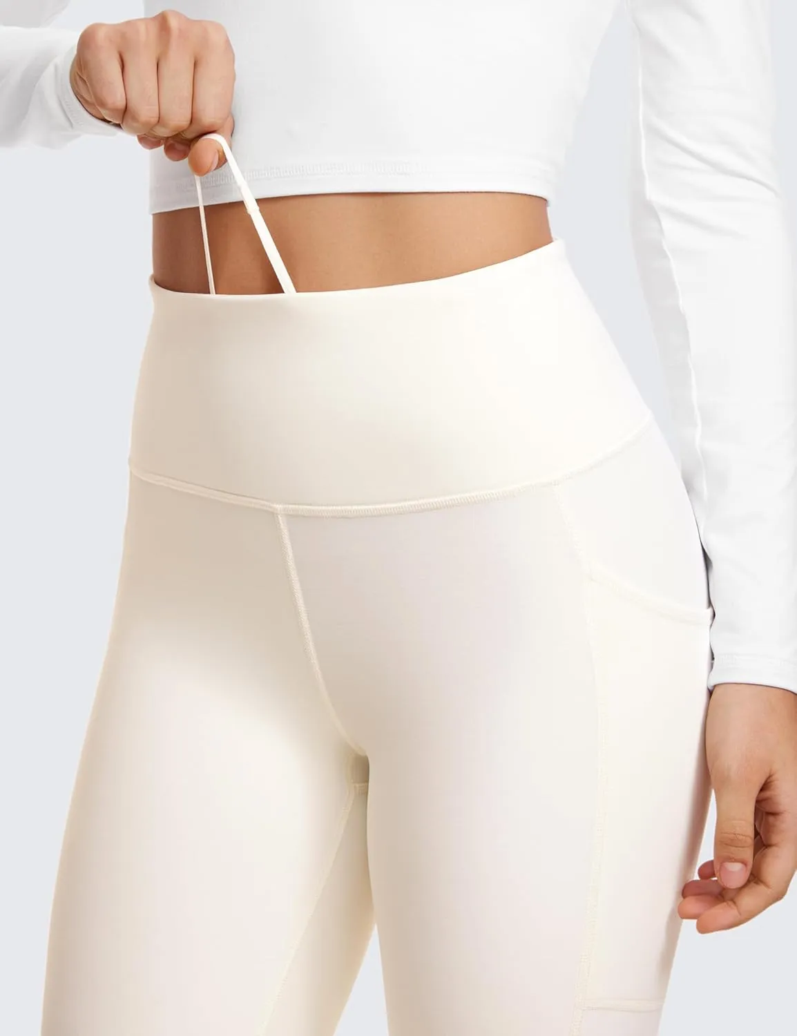 CRZ YOGA Thermal Fleece Lined Leggings Women 25'' - High Waisted Winter Workout Hiking Pants with Pockets Warm Running Tights