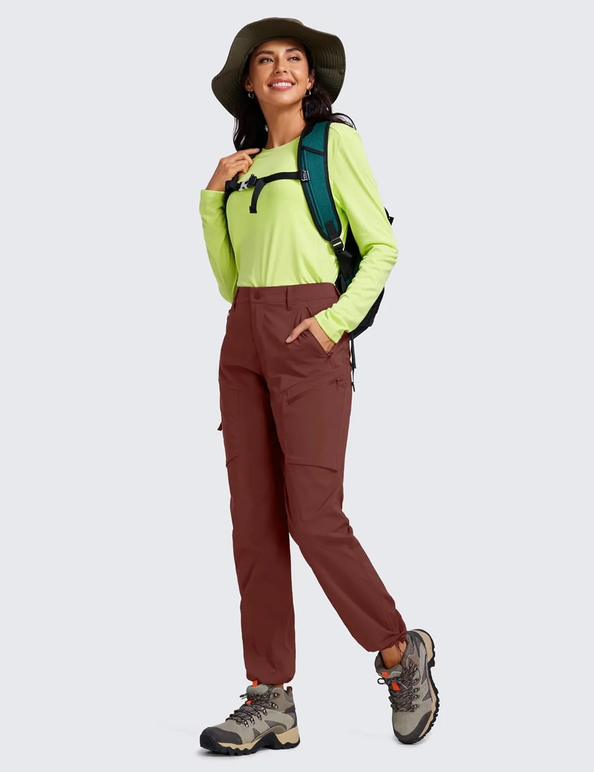 CRZ YOGA UPF 50  Hiking Cargo Pants Women Water Resistant Lightweight Outdoor Athletic Joggers with 4 Zipper Pockets